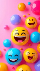 Custom AI Model Colorful Emoji Balloons Joyful Smiles Happy Party Celebration