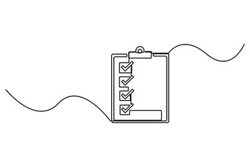 Obraz premium Continues line art illustration of a Checklist Clipboard icon vector illustration 