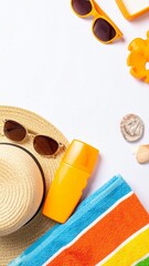 Custom AI Model Summer Vacation Essentials Sun Hat, Sunglasses, Sunscreen, Beach Towel