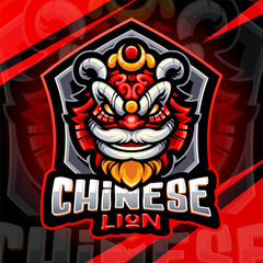 Chinese lion head esport mascot logo design