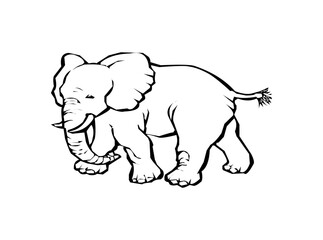 Elephant black outline logo design, minimal elephant icon, vector SVG file, downloadable elephant silhouette, wildlife symbol, modern logo art