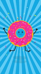 Custom AI Model Happy Pink Donut Cartoon Character Sprinkles Joyful Celebration