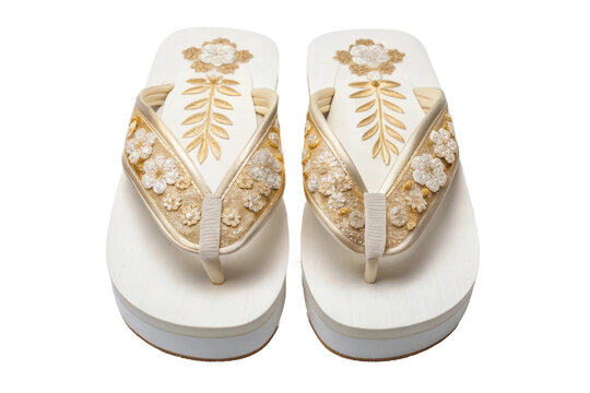 PNG Elegant traditional japanese zori sandals with floral embroidery design