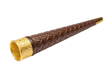 PNG Luxurious chocolate ice cream cone with gold-topped edges
