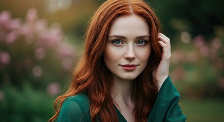 Naklejka premium Portrait of a woman with red hair