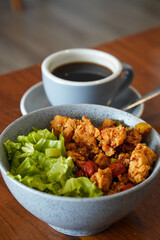 Chicken spicy garlic, captured on May 20, 2025. Crispy chicken tossed in a bold garlic sauce with spicy chili, delivering a savory and fiery flavor in every bite