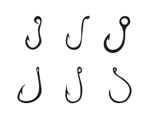 Fishing hooks vector image black