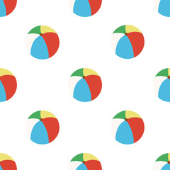 Seamless pattern with colorful beach balls on white background