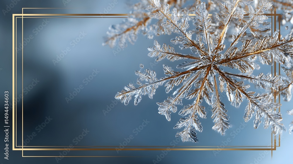 Poster exquisite snowflake with intricate patterns captured in stunning detail against a dark background
