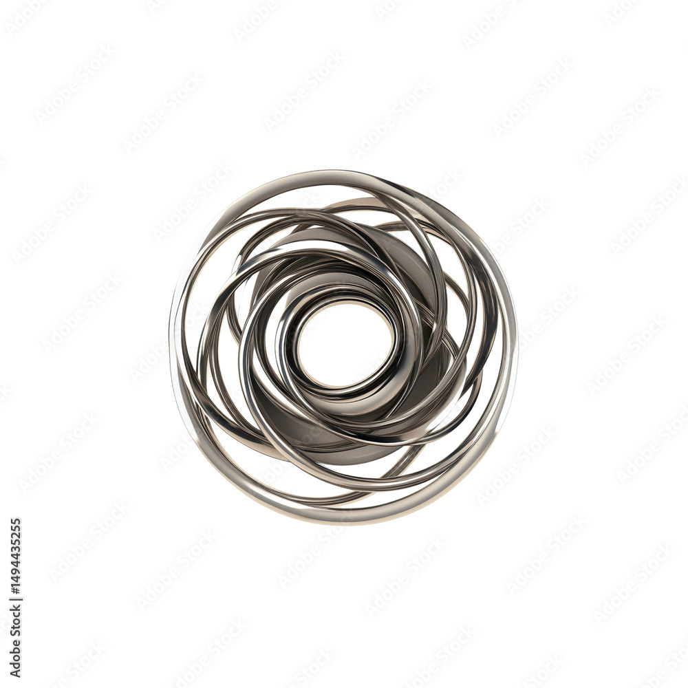 Fototapete abstract metallic swirl circular chrome design element