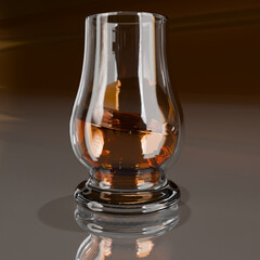 3D drinking glass with water in it
