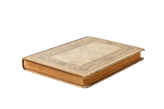 PNG Antique hardcover book with ornate cover and aged pages on white background