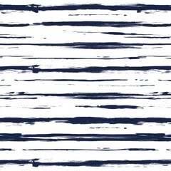Obraz premium A seamless pattern of hand-drawn lines in navy blue on a white background, in a minimalist style, a graphic design-inspired print with horizontal stripes and fine brush strokes. 