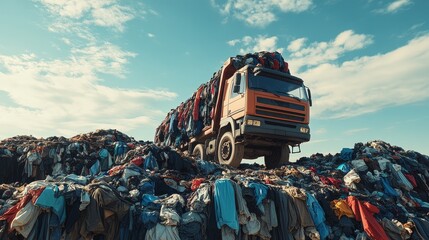 Obraz premium Truck dumping clothing into a pile