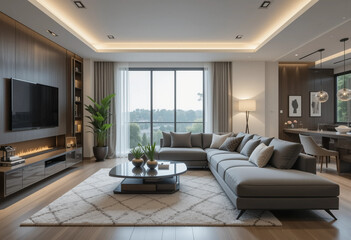 Modern Living Room Interior with Stylish Comfortable Sofa