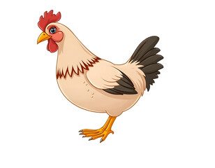 Fototapeta premium Cartoon Illustration of a White Hen