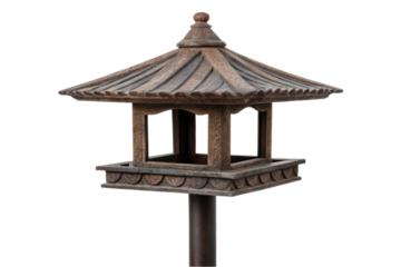 PNG Rustic asian-inspired bronze garden lantern with pagoda roof design