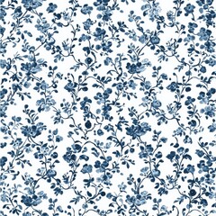 Blue and white porcelain pattern, floral ornament, seamless repeating pattern, white background, high-resolution, professional photograph, highly detailed, no watermarks