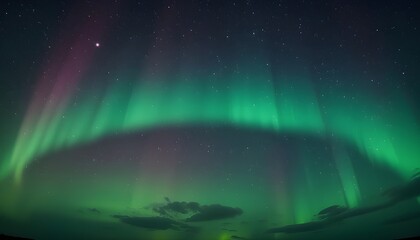 Beautiful Sky with Aurora and Stars Green Northern Lights Background with Copy Space for Scenic and Mystical Design