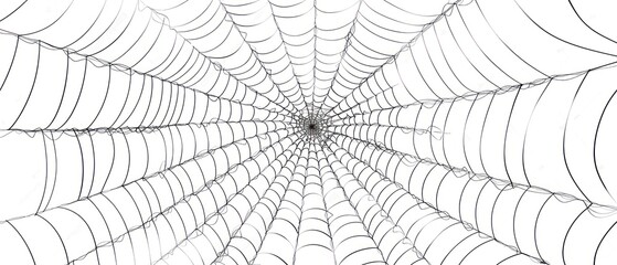 Obraz premium Realistic line art tangled center thin cartoon spider web white backgrounds abstract wallpaper cluttered.