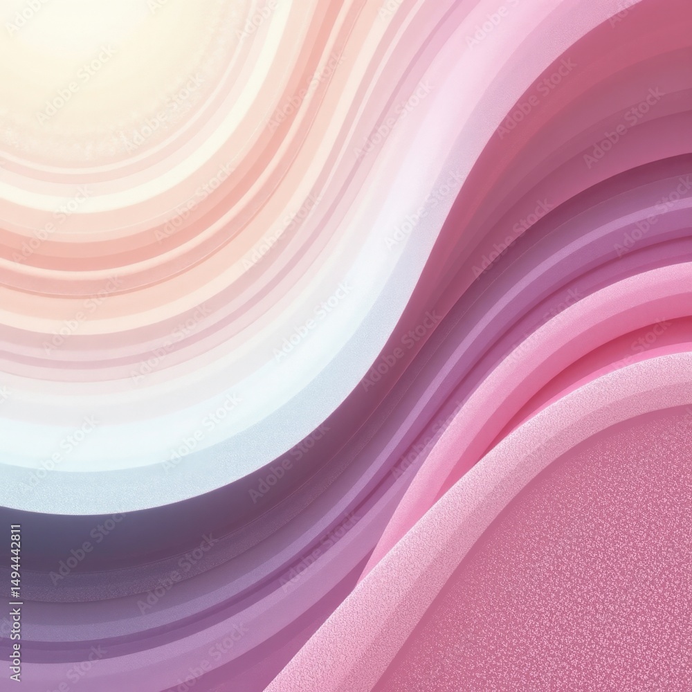 Poster abstract flowing wave design with smooth gradient transitioning from cream to pink tones, featu curv