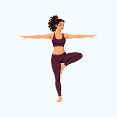 Vector art of Woman in tree pose isolated on white background
