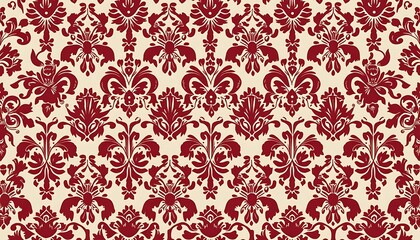 Elegant Repeating Floral Pattern in Red and Beige for Backdrops