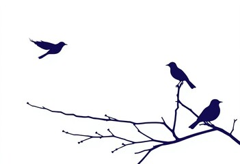 Fototapeta premium Abstract silhouettes of birds in a minimalist Scandinavian boho style , design element, graphic design