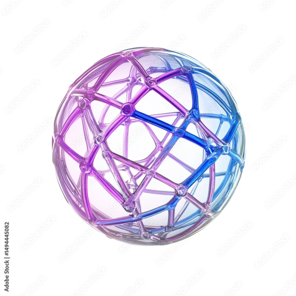 Aufkleber abstract 3d sphere network connection, global communication, and data visualization