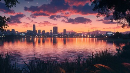 Fototapeta premium Sunset pink clouds - Sonnenuntergang
