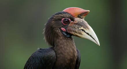 Rufous-necked Hornbill Portrait: Majestic Bird in Profile