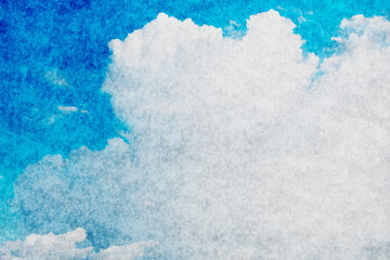 紙と夏の青空と白い雲