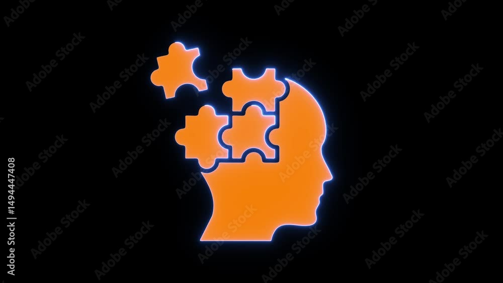 Poster illustration of a brain puzzle symbolizing intelligence problem solving and innovation concept