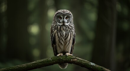 Majestic Great Grey Owl in its Forest Habitat