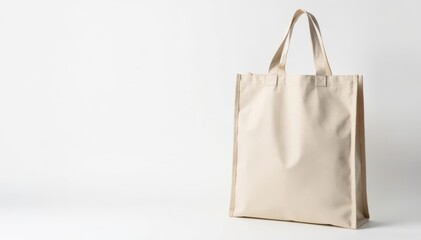 Stylish reusable canvas shopping bag, white background, design, eco-friendly, sustainable