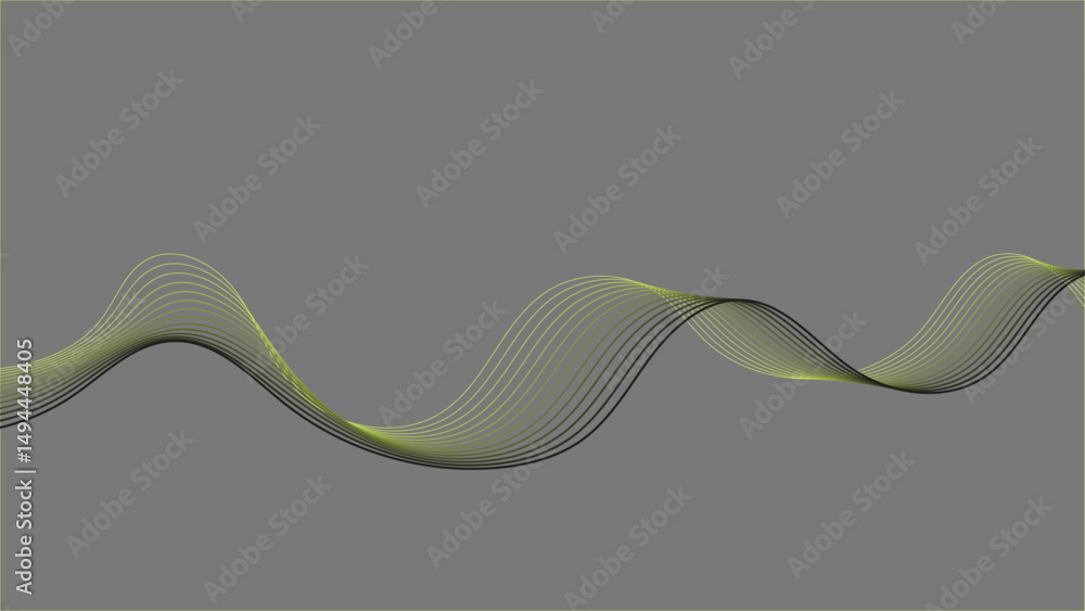Poster simple flowing golden pattern. a subtle yellow wave glows faintly on a black field.