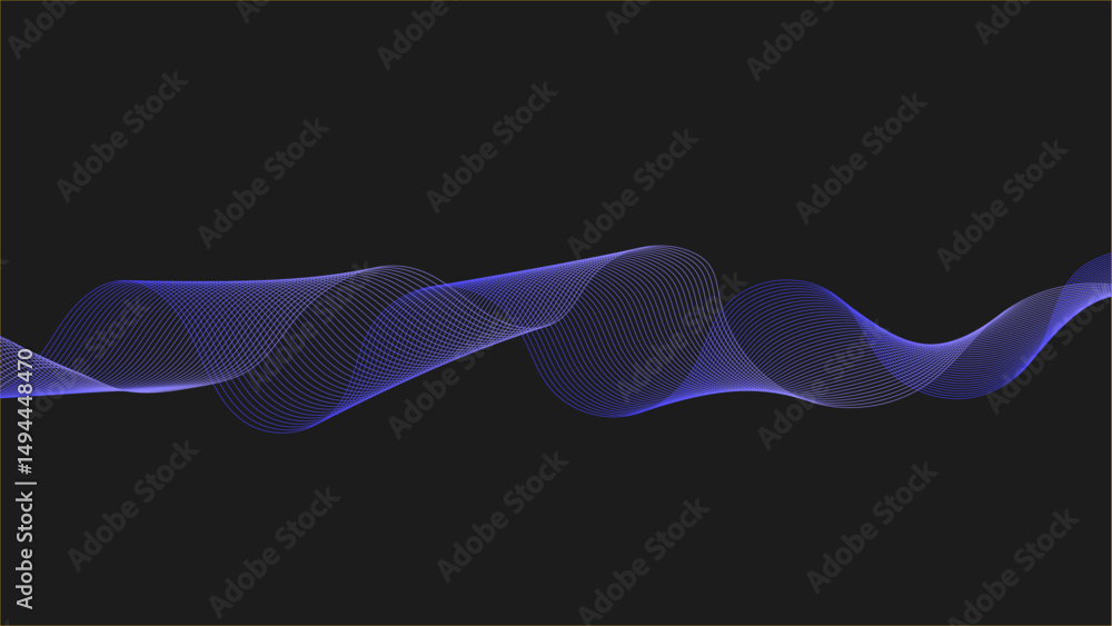 Wall mural an abstract blue wave pattern with glowing lines and smooth curves