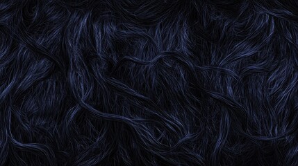Naklejka premium Deep indigo, densely woven, textured strands intertwining in a swirling, abstract pattern