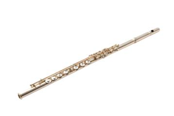 PNG Elegant silver flute on black background displaying musical instrument beauty