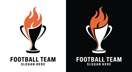 Football Team Logo Black Trophy Torch Symbol for Clubs