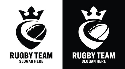 Rugby Team Logo Black Shield Symbol with Scrum Theme for Sports Clubs and Competitive Teams