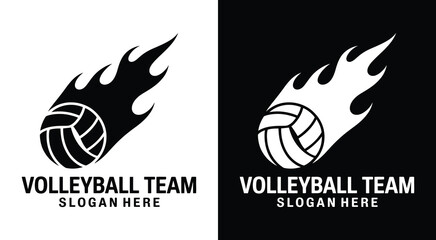 Volleyball Team Logo Black Comet Symbol with Spike Theme for Sports Clubs and Fast-Paced Teams