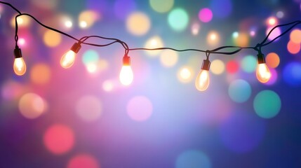 Festive String Lights  Bokeh Background  Warm Glow  Party Decor