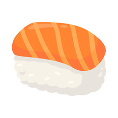 Fresh Salmon Sushi Nigiri on White Background - Delicious Japanese Cuisine Illustration for Culinary and Food Design Projects