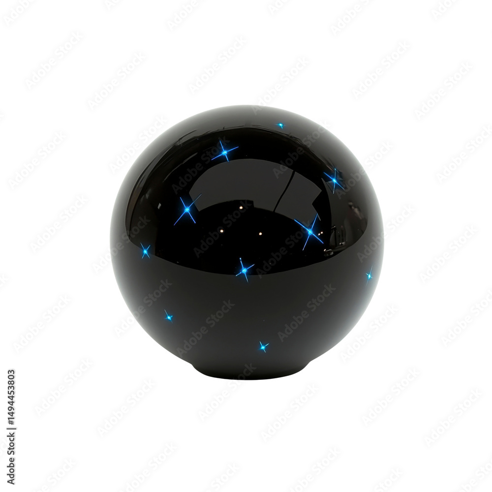 Poster black sphere with embedded blue lights - abstract 3d render