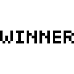 Pixel art game text set: winner, level up, game over. 8-bit retro style icons. Video game message