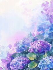 水彩風の紫陽花のイラスト