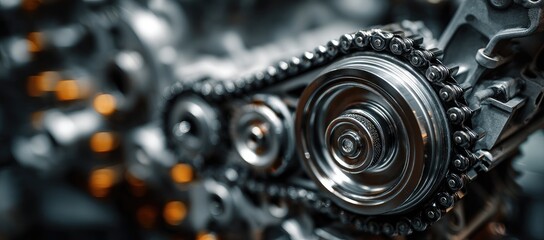 Fototapeta premium Engine Timing Chain Mechanism