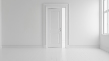 Open Door to New Beginnings: A Minimalist White Room