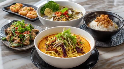 Colorful Medley of Asian Flavors in a Gourmet Food Spread